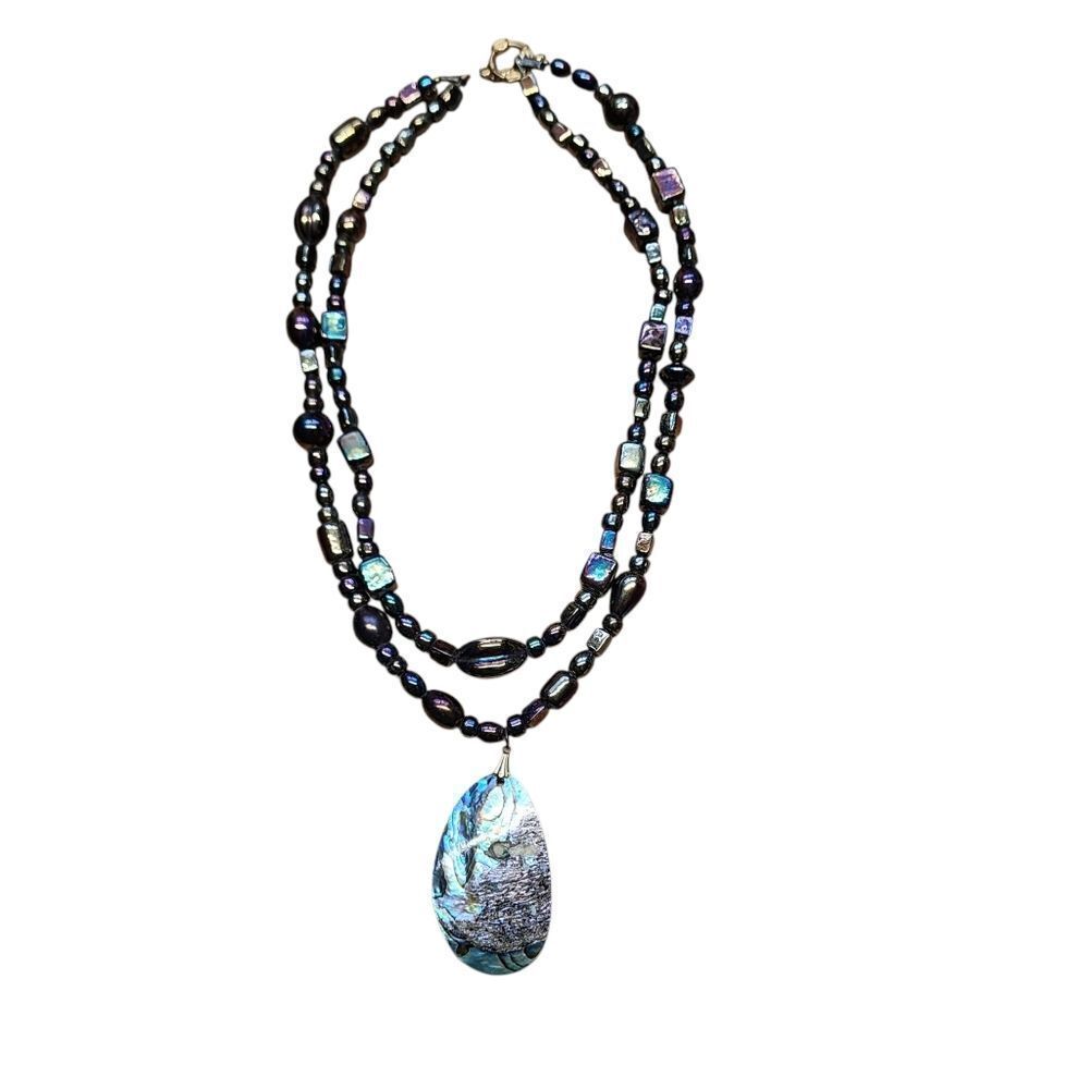 Mother Of Pearl Double Strand Necklace 17"